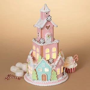Castillo de dulces de casa de pan de jengibre artificial pastel con luz LED de 13,5 pulgadas... - Imagen 1 de 1