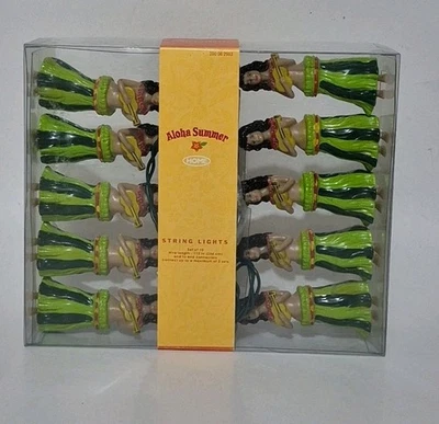 Aloha Summer String Lights Hula Girls Playing Ukuleles Set of 10 NEW 2003 Tiki - Image 1 of 4