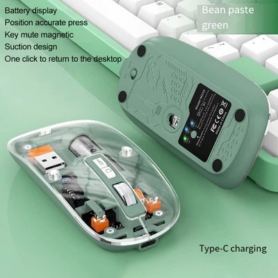 Transparent Design 2400DPI Rechargeable Mouse 3 Modes USB Adjustable Battery - Image 1 of 4