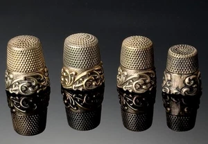 Lot 4 antike Ketcham & McDougall K&M Sterlingsilber ziselierte Fingerhüte Jugendstil - Bild 1 von 4