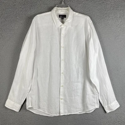 Vince Linen Shirt Mens XL Solid White Long Sleeve Button Up Lightweight Beachy - Image 1 of 4