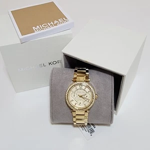 Michael Kors Mini Parker Gold-Tone Steel Champagne Dial Ladies Watch MK6056 - Picture 1 of 24
