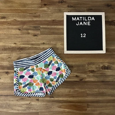 Matilda Jane Brilliant Daydream Beach Games Knit Palm Leaf Cotton White Shorts - Image 1 of 4