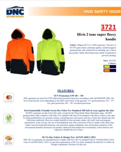 Hivis 2 tone super fleecy hoodie DNC WORKWEAR 3721- FREE POSTAGE - Picture 1 of 5