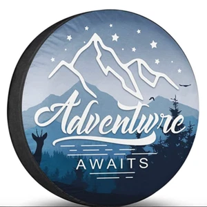 Universal Spare Tire Cover 15" ADVENTURE AWAITS - Picture 1 of 2