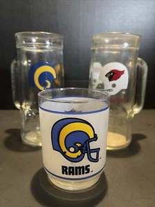 Vintage COLLECTIBLE Rams NFL Glass Mug / 7" Beer Stein (Fisher) - Picture 1 of 7