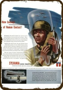 1944 SYLVANIA WALKIE-TALKIE Radio Phone Vntge-Look DECORATIVE REPLICA METAL SIGN - Picture 1 of 1