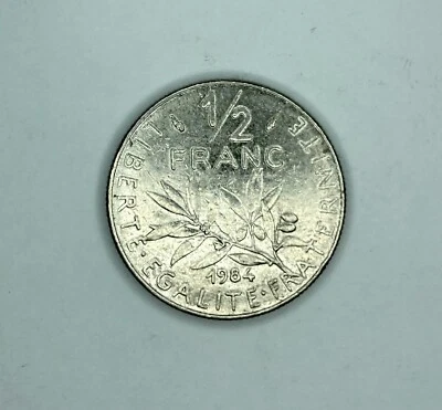 1/2 Franc 1984 Nickel - French Franc - World Coin - Free Shipping - Image 1 of 2