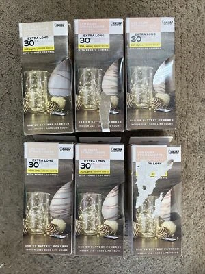 FEIT Fairy Light LED 30 Foot Rose Wire Light Str AA Battery or USB Powered (6PK) - Image 1 of 4