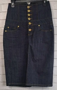 Zana Di Denim Jeans Midirock Junior Größe 9 blau Knopfleiste Bleistift 90er Y2K - Bild 1 von 6