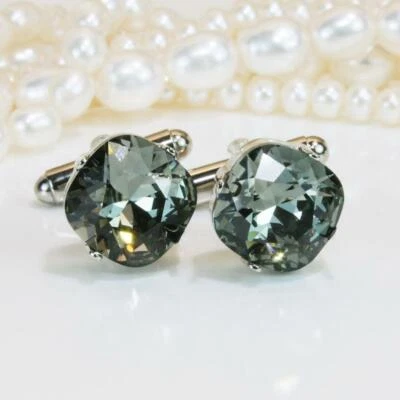 Fabulosos gemelos solitario de turmalina azul denim con forma de cojín de 10,32 quilates para hombre Foto 1 de 4