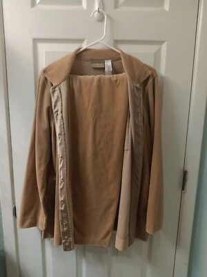 Liz Claiborne Lizwear Sleep Set Top L Bottoms M Button Up Top Soft Light Brown - Image 1 of 4