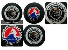 MANCHESTER MONARCHS  AHL INGLASCO CANADA GAME PUCK VINTAGE red white & blue back