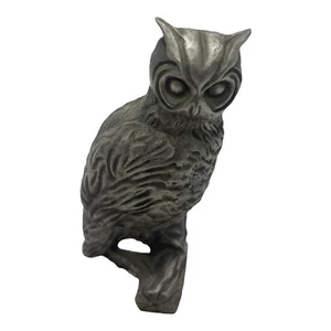 Horned Owl Tall Stately Hudson Fine Pewter Signed 3.25" Tall - Picture 1 of 8