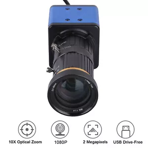 1080P HD USB Camera Computer Camera Webcam 2 Megapixels 10X Optical Zoom C8Q6 - Picture 1 of 12