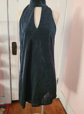 Camiseta sin mangas Soprano para mujer negra azul cuello alto brillante talla M Foto 1 de 4