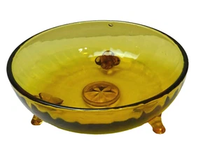 Vintage 3 Footed Amber Glass Candy Trinket Dish 5.5"W x 2"T - Picture 1 of 6