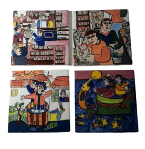 Azulejo de cerámica de estudio decorativo arte estudio abstracto 4,4" x 4,4" 4 piezas - Imagen 1 de 7