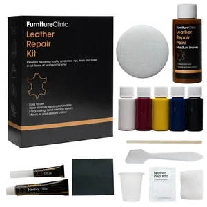 Leather Repair Kit for Furniture Sofa Car Seat Couch Scuffs Scratches Holes - Picture 1 of 7