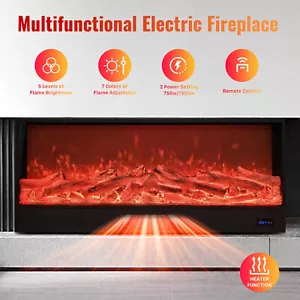 Electric Fireplace 150cm Recessed Wall Mounted 7 Colors Dimmable Flame Heater - Picture 1 of 13