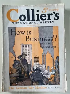 Collier's Magazine August 15, 1914 Great Cover, Complete Magazine! - Foto 1 di 1