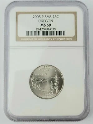 2005 P SMS 25C Oregon State Quarter MS 69 BU UNC Satin Near Perfect - Image 1 of 2