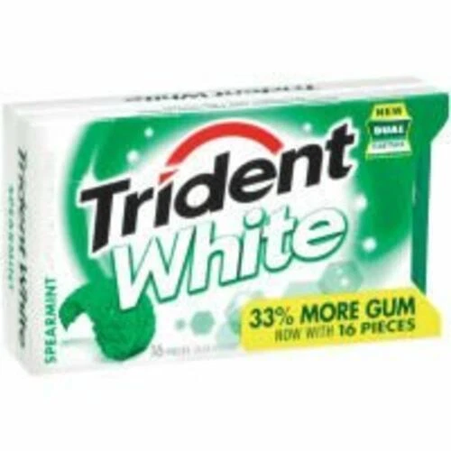 Goma Trident blanca menta verde sin azúcar, 16 piezas por caja, paquete de 9 cajas Foto 1 de 1