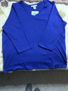 Tri Mountain Damen Gr. XL Mystique Royal 3/4-Ärmel V-Ausschnitt Pullover Oberteil Neu mit Etikett - Bild 1 von 8