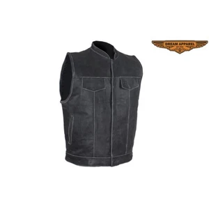 Men's Gray Motorcycle Club Vest #MV320-ZIP-16 size 56	58 - Picture 1 of 6