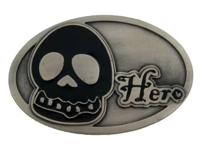 Esqueleto Calavera Héroe Cinturón Hebilla Plata Metal Gótico Tatuaje Hombres Mujeres Halloween Foto 1 de 2