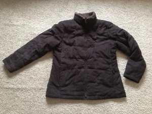 LL Bean W’s Large Reg Faux Suede Goose Down Puffer Jacket Coat Quilted Lined  - Picture 1 of 7