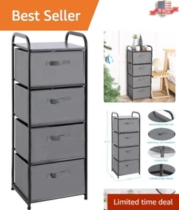 Storage Tower: Dresser Chest with Wood Top - Nightstand Organizer - 4 Drawers - Picture 1 of 9