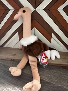 STRETCH the Ostrich TY Beanie Baby Great condition with Tags! –  (6.5 in)