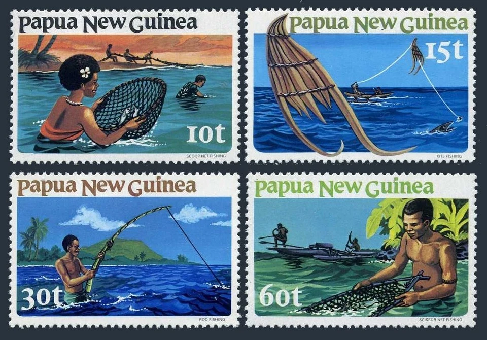 Papua New Guinea 545-548, MNH. Michel 418-421. Fishing methods 1981. - Image 1 of 1