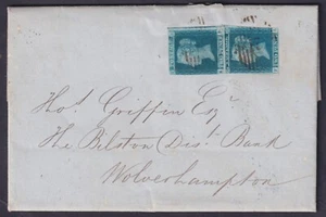 1850 2d Blue Pl 3 FA + KB London Inland 12 to Wolverhampton Content FU Cat. £450 - Picture 1 of 2