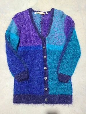 Cárdigan suéter vintage de lana mohair púrpura portafolio de Perry Ellis pequeño para mujer Foto 1 de 4
