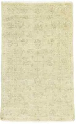 Handmade Transitional Oriental Rug Muted Beige Floral Design Decor Carpet 3X5 ft - Image 1 of 4