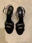 BCB GIRLS Women?s Black Silver Heels Open Toes Ankle Strap Size 9 US