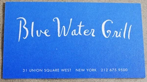 Original Vintage Business Card Blue Water Grill Restaurant NYC New York City - Picture 1 of 2