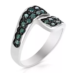 0,60 cttw blauer Diamantring 0,925 Sterlingsilber mit Rhodinierung Größe 7 - Bild 1 von 7