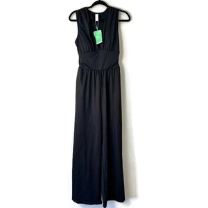 Neu Halara schwarz V-Ausschnitt ärmellos Taschen Easy-Pezy Overall Größe Medium - Bild 1 von 5