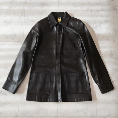 APC Horsehide Coverall Leather Jacket, Dark Brown, Men's, Size M, i23401 - Image 1 of 4