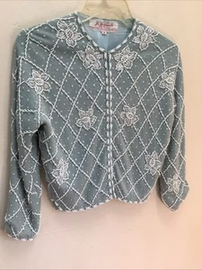 Vintage Jo Ro Imports 38 Miami Florida Angora Heavy Beaded Sweater Cottage Core - Bild 1 von 15