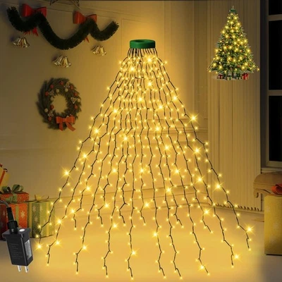 Christmas Tree Lights with Ring 10 Strings 280 LEDs 8 Mode Xmas Party Tree Decor - Image 1 of 4
