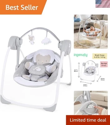 Columpio infantil portátil Cuddle Lamb - 3 ajustes de temporizador y arnés de seguridad ajustable Foto 1 de 4