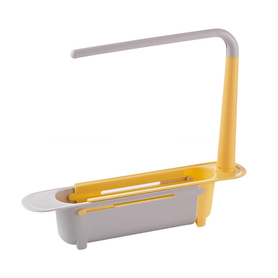 Yellow Kitchen Sink Rack Color Block Retractable Easy To Clean Multipurpose - Image 1 of 1