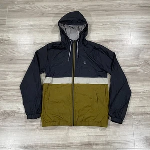 Volcom Windbreaker Jacket Mens Medium Black Tan Full Zip Water-Resistant 600MM - Picture 1 of 13