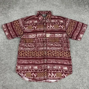 Territory Ahead Shirt Mens Large Pattern Short Sleeve Button Up Vintage Retro - Picture 1 of 10