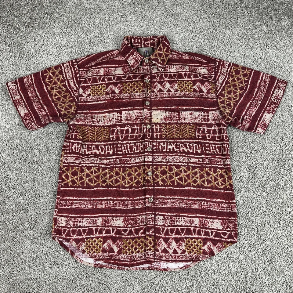 Territory Ahead Shirt Mens Large Pattern Short Sleeve Button Up Vintage Retro - Image 1 of 4
