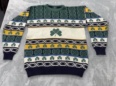 Emerald Isle Ireland Shamrock Lucky Knit Crew Neck Sweater Mens Size Medium - Image 1 of 4